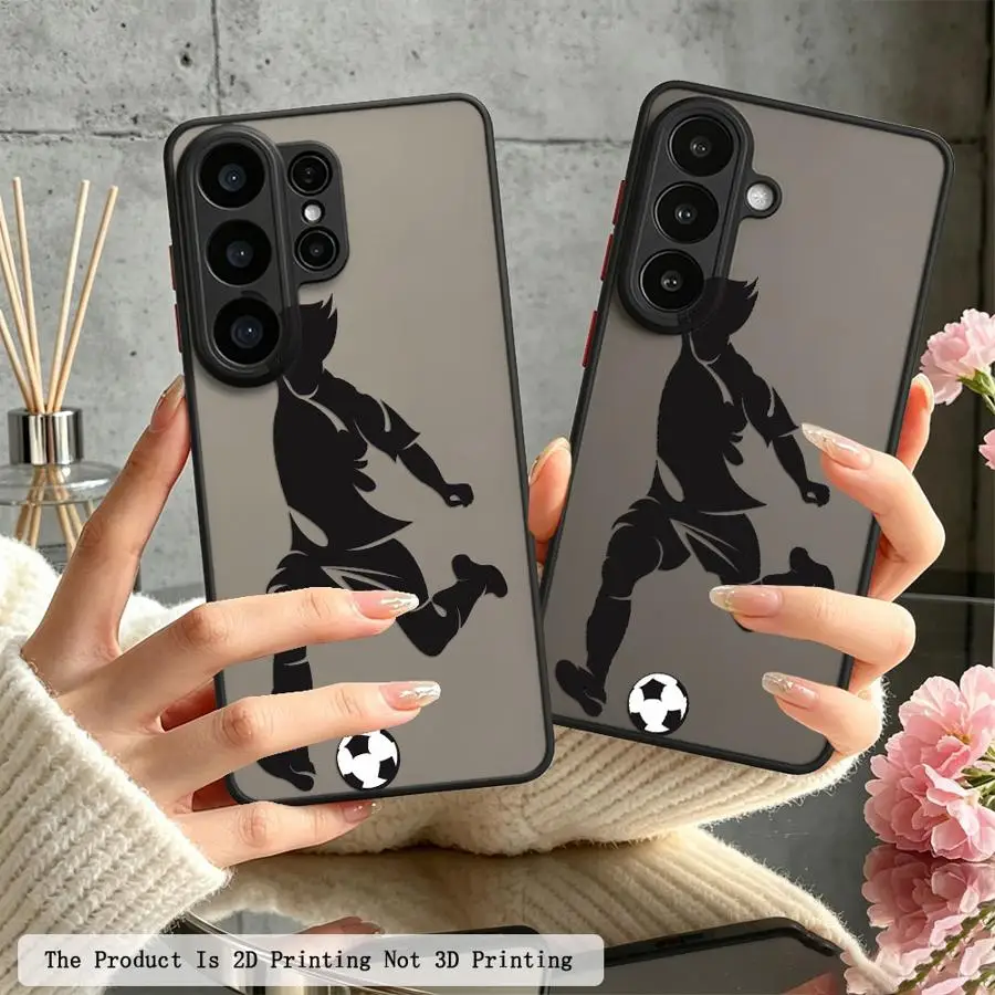 Soccer Player Silhouette Funda Back Phone Cover Case for Samsung Galaxy S26 S21 S22 Note 20 Ultra 10+ S24 Plus S20 FE S25 Ultra