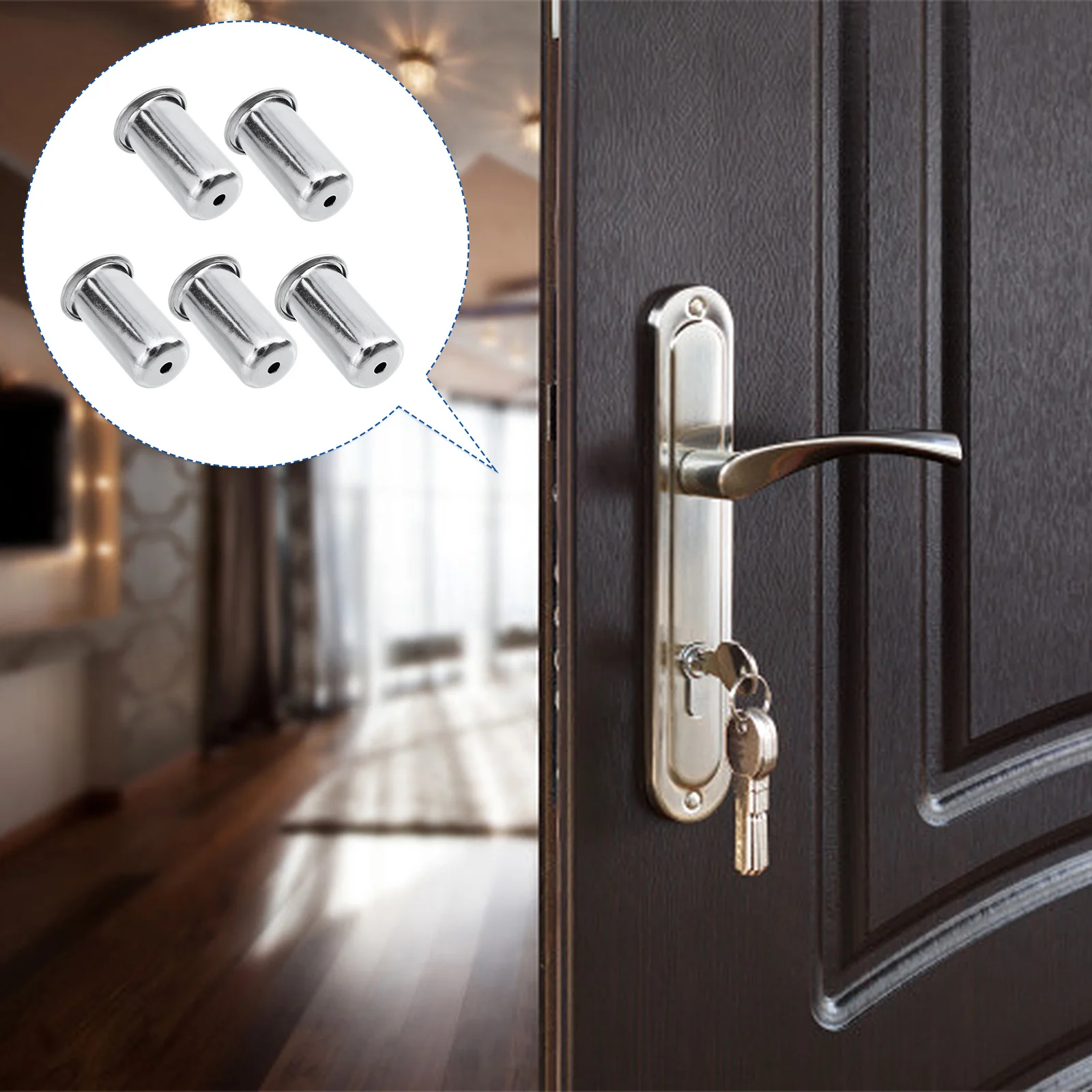 

5pcs Anti-Theft Latch Set Stainless Steel Security Bolt For Home Bedroom Bathroom Door Hardware Accessories Safe Door Supplies