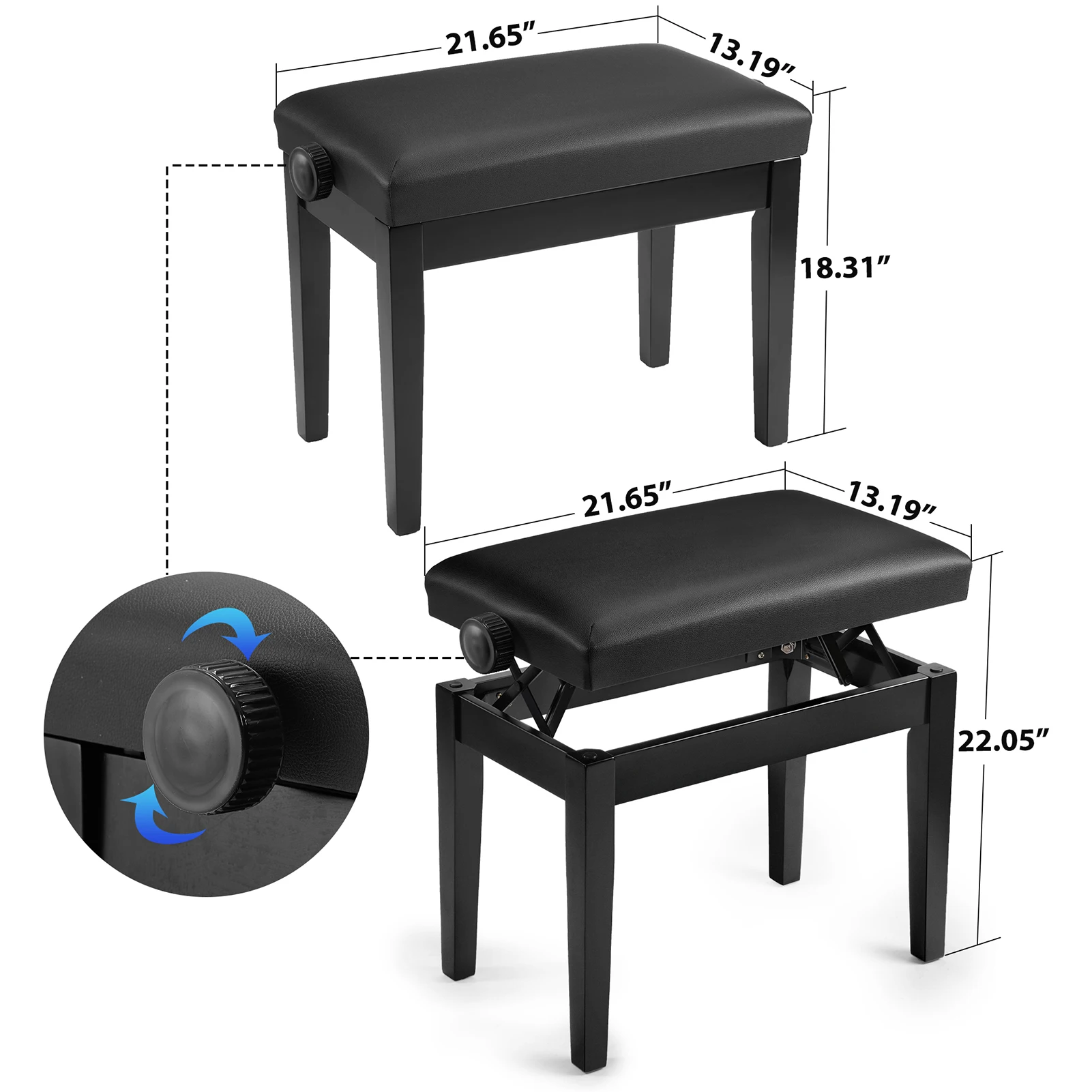 

Piano Stool Liftable Piano Practice Stool Sturdy Stable Guzheng Special Chair Solid Wood Legs Anti-slip Foot Pads