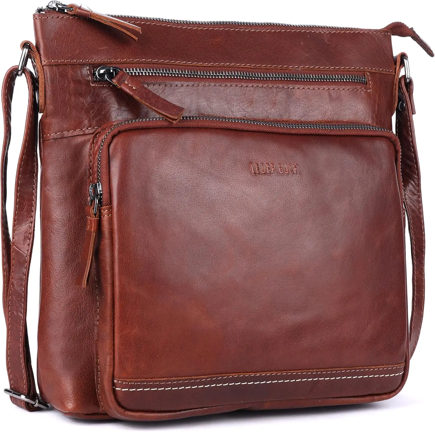 

Женская сумка-кроссбоди Olga из натуральной кожи, очень большая – Мягкая сумка через плечо с тремя отделениями на молнии