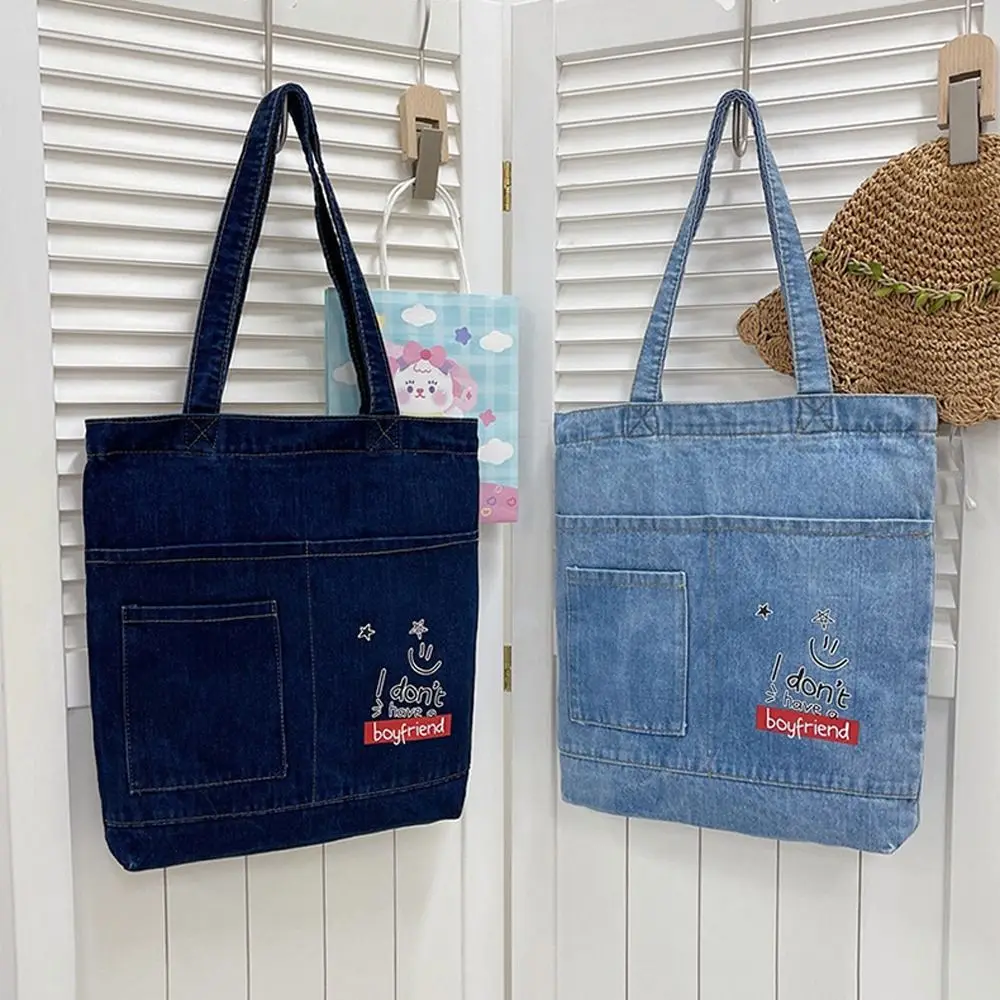 Tas lipstik remaja, tas sekolah, dompet, tas kosmetik, tas tangan wanita, tas bahu Denim, tas Tote Korea