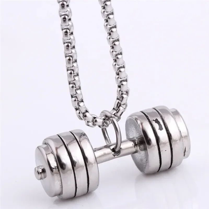 High Quality Stainless steel dumbbell pendant necklace Crystal from Austrian Fit Men and Women For party