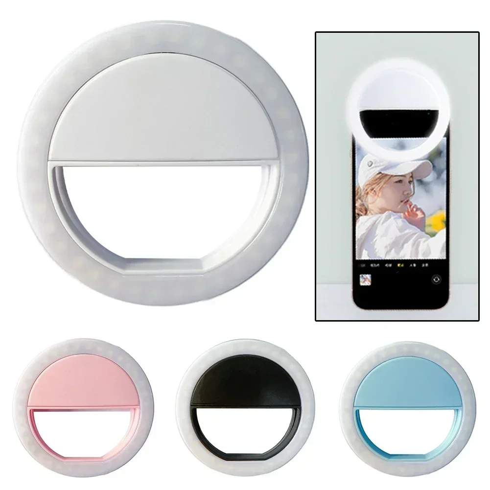 Portable LED Self Timer Ring Light for Mobile Phones Adjustable Brightness Thin Shadows Easy to Attach