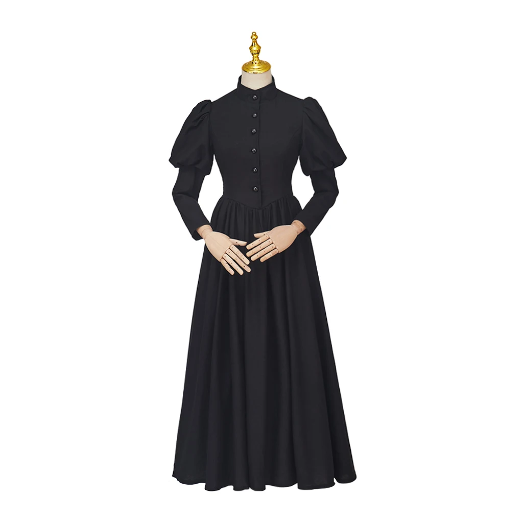 Victorian Black Mourning Dress Historical Victorian Linen Day Dress Black Bustle Dress Civil War Gothic Steampunk Ball Gown