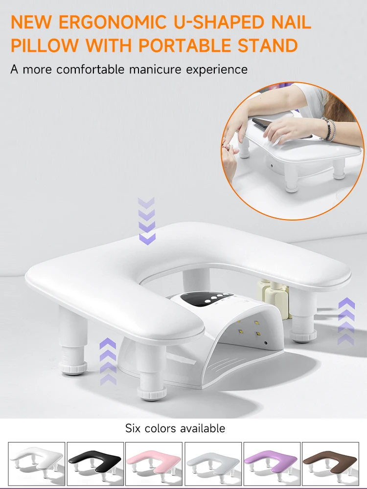 

Портативная U-образная подъемная регулируемая подушка для рук для маникюра, съемная подставка из искусственной кожи, наклонная дизайнерская подушка для рук, подушка для маникюра 2025