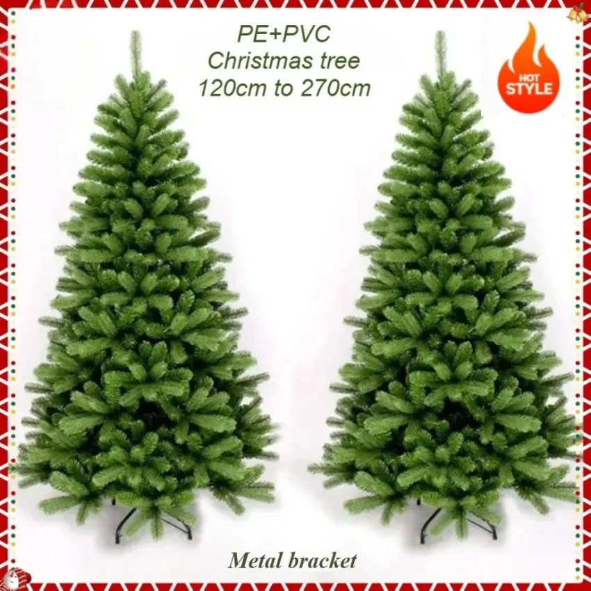 

PE+PVC Christmas Tree Encryption Single Branch Metal Support Christmas Tree 1.2m~2.7m Family Christmas Atmosphere Decoration