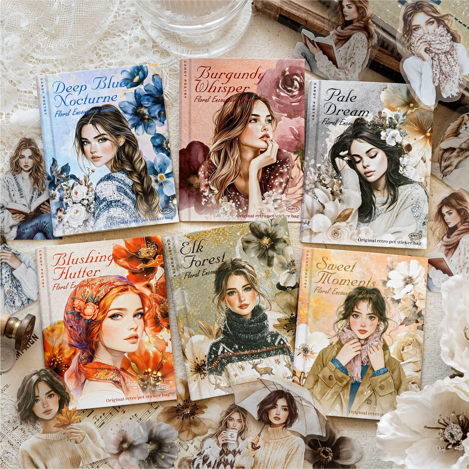 Paquete de 1/2 pegatinas PET Blossom Encounter, material vintage para diario y decoración DIY Koo Beauty, arte de collage Guka