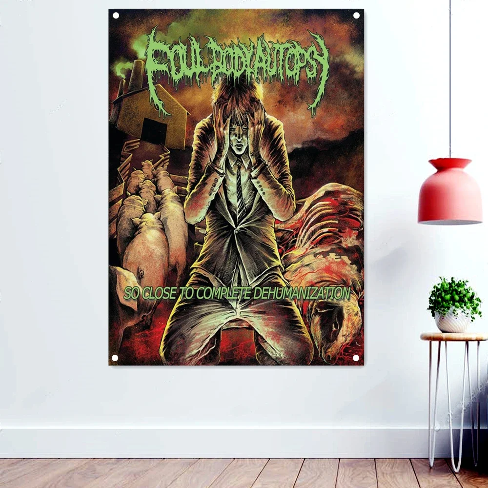 SO CLOSE TO COMPLETE DEHUMANIZATION Death Metal Music Artworks Flags Wall Art Home Decoration Disgusting Bloody Dark Art Banners