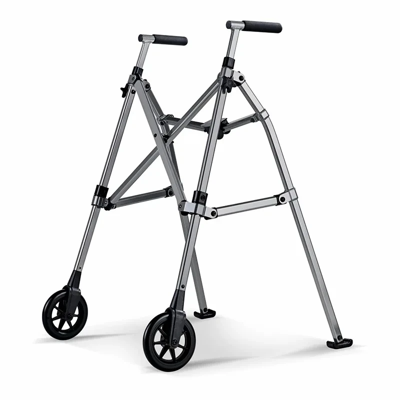 

Aircraft Aluminum Folding Walker,3kg Ultra Light Rollator,Triangle Stabilization Frame,Rehabilitation Walking Aid for Seniors