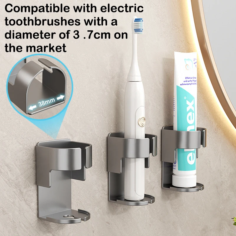 BGRORIO Electric Toothbrush Holder Space Saving Traceless Bathroom Self-adhesive Wall-mounted Toothbrush Storage Base