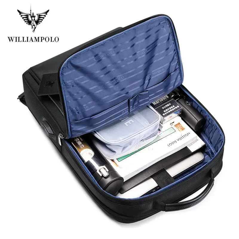 Imagem -05 - Williampolo Oxford Viagem Portátil Homens Mochila Casual Negócios Moda Masculino Escritório Trabalho Mochila Bolsas Grande Mochila Escolar para Homens