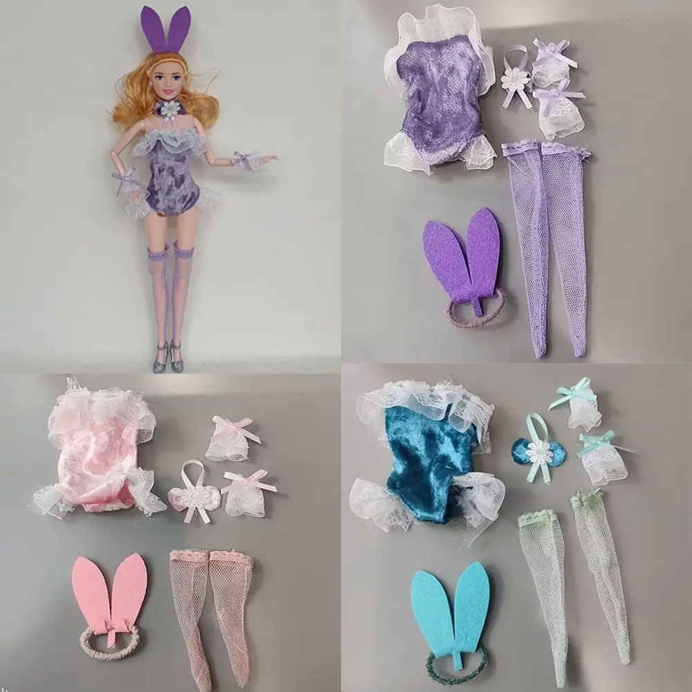 

1 Set 30cm For 1/6 Doll Clothes Short Sleeve Shorts Sexy Bunny Dress Headband Stockings Party Doll Accessories