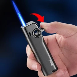 New Metal Rocker Arm Ignition Inflatable Windproof Lighter Blue Flame Igniter Portable Lighter Cigarette Accessories Men's Gift