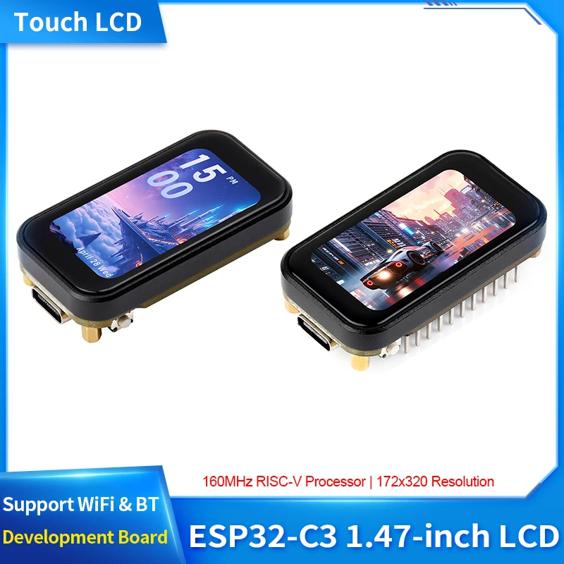 ESP32-C6 1.47 Inch Display Development Board 160MHz RISC-V Processor 262K Color 172x320 Touch Screen Supports WiFi 6 & BLE 5