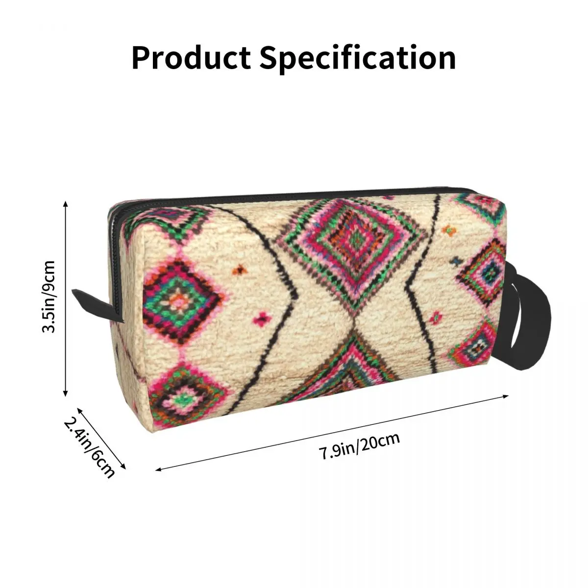 Moroccan Berber Rug Boho Style Makeup Bag Women Travel Cosmetic Organizer Cute Antique Bohemian Geometric Storage Toiletry Bags