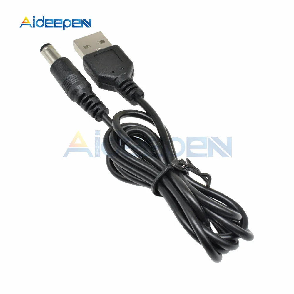 80CM USB Port To 5.5mm x 2.1mm 5.5X2.1 USB to Power Connector Adapter Cable Black For LED / Electronic Goods