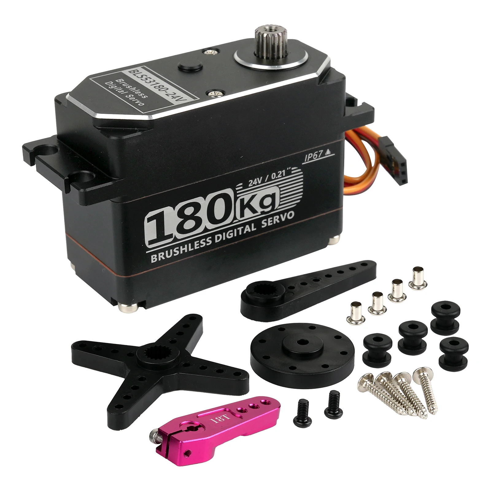 Servo digital totalmente metálico 180kg BLS53180-24V 180 °   /270 °   Peças DIY servo motor sem escova controladas em ângulo para modelo de robô de carro RC