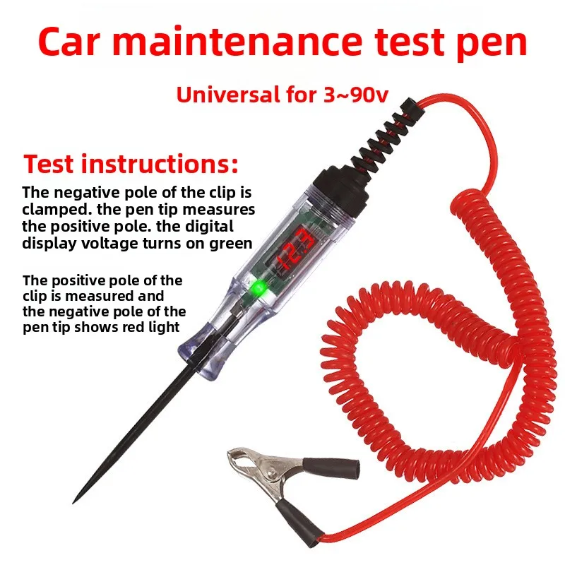 Kfz-Teststift, LED-Testlicht, Auto-Digitalanzeige, 12 V, 24 V, 70 V, Kfz-Reparaturkreis, Sicherungserkennung und Prüfstift