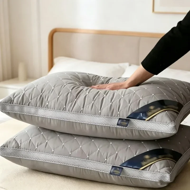 Non Collapsing Core High Resilience Pillow Orthopedic Cervical Support Sleep Aid Single Pillow For Home Dorm Hotel Student Use