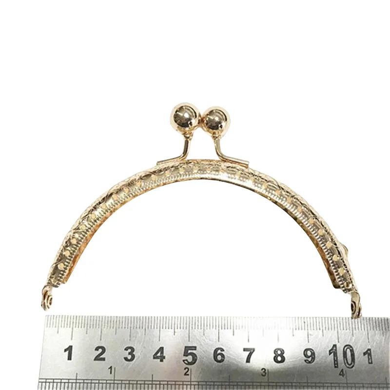 DIY Jewelry Material 10.5cm Antique Copper Embossed Round Bead Head Gold Box Bag Hinge Handbag Accessories