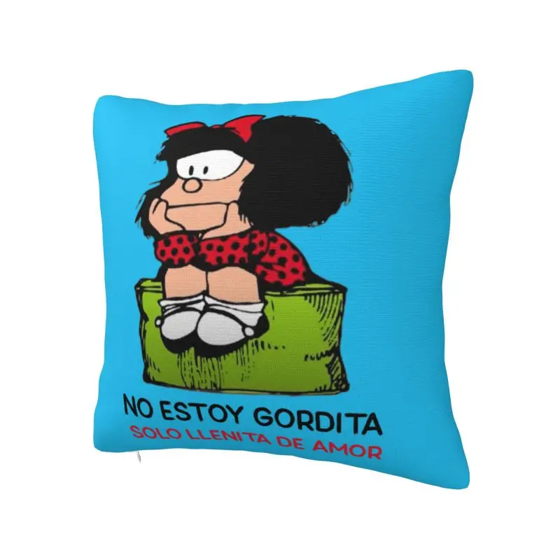 Quino Comic Cartoon Mafalda Throw Pillow Case Home Decor Fashion Cushions Cover For Sofa Chair Square Polyester Pillowcase