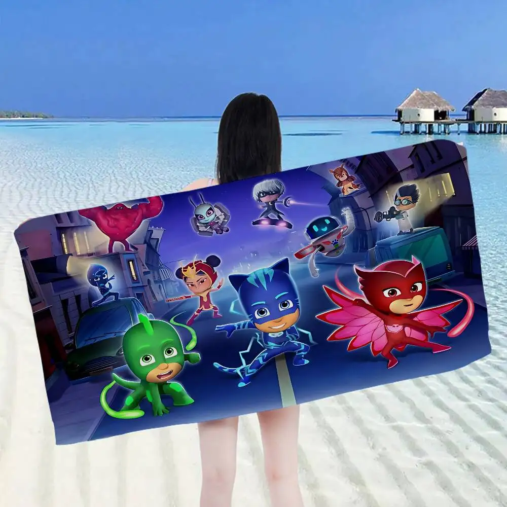 Cartoon PJ M-Masks Microfiber Printed Beach Towel Mountain Climbing Yoga Beach Swimming Running Absorbent Soft Towel