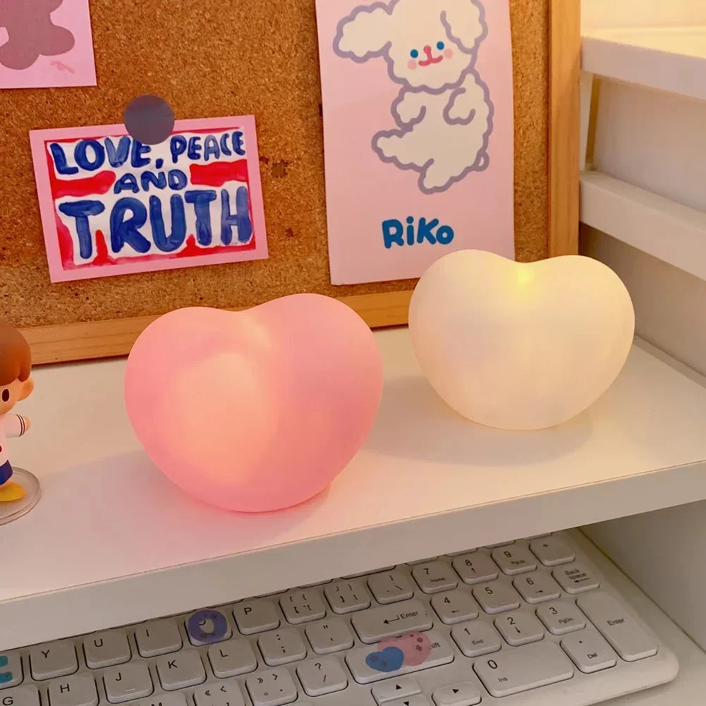 3D Love Heart LED Lamp With Battery Wedding Pink Night Light Ornament Birthday Christmas Home Ambient Light Gift Box Decoration