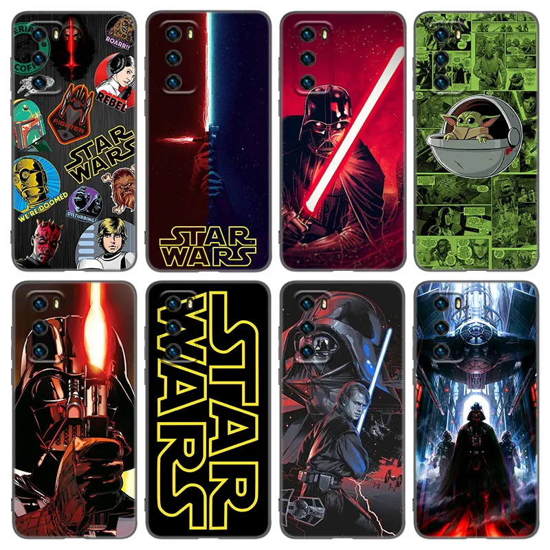 Stars W-Wars Black Phone Case For Huawei Pura 70 Ultra P20 P30 P40 Lite P60 Art P50 Pro P50E P Smart 2018 2019 2020 2021