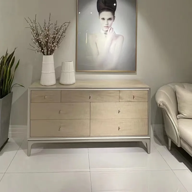 

American light luxury chest of drawers, storage cabinet, bedroom dresser, modern simple solid wood storage chest, chest of drawe