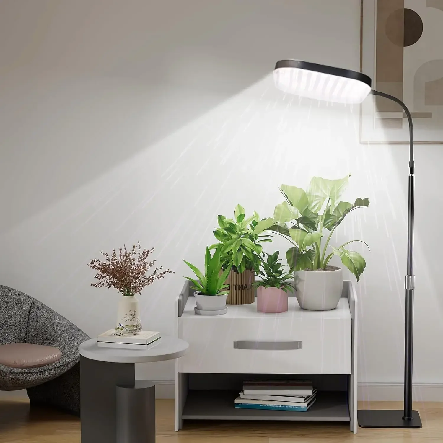 ارتفاع مصباح نمو النبات قابل للتعديل مع حامل الطيف الكامل 4/8/12H مؤقت تلقائي تنمو أضواء للنباتات الداخلية 336 المصابيح الكلمة