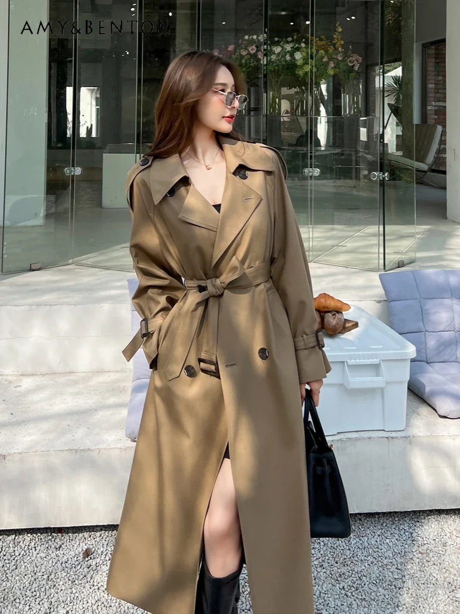 

Commuter Style High-end Temperament Mid-length Trench Coat 2024 Spring Autumn Korean Fashion Loose British Style Slim Coat Women