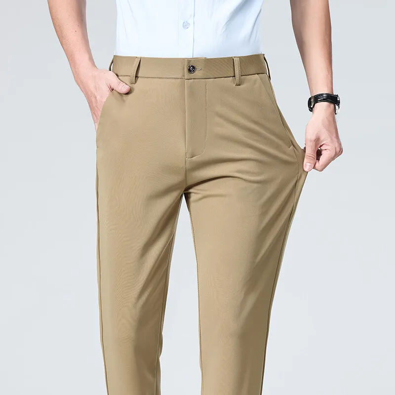 

Men's Straight Suit Pants Solid Color Smart Casual Office Trousers Men Spring Autumn Fashion Formal Full Length Suit Pant Man