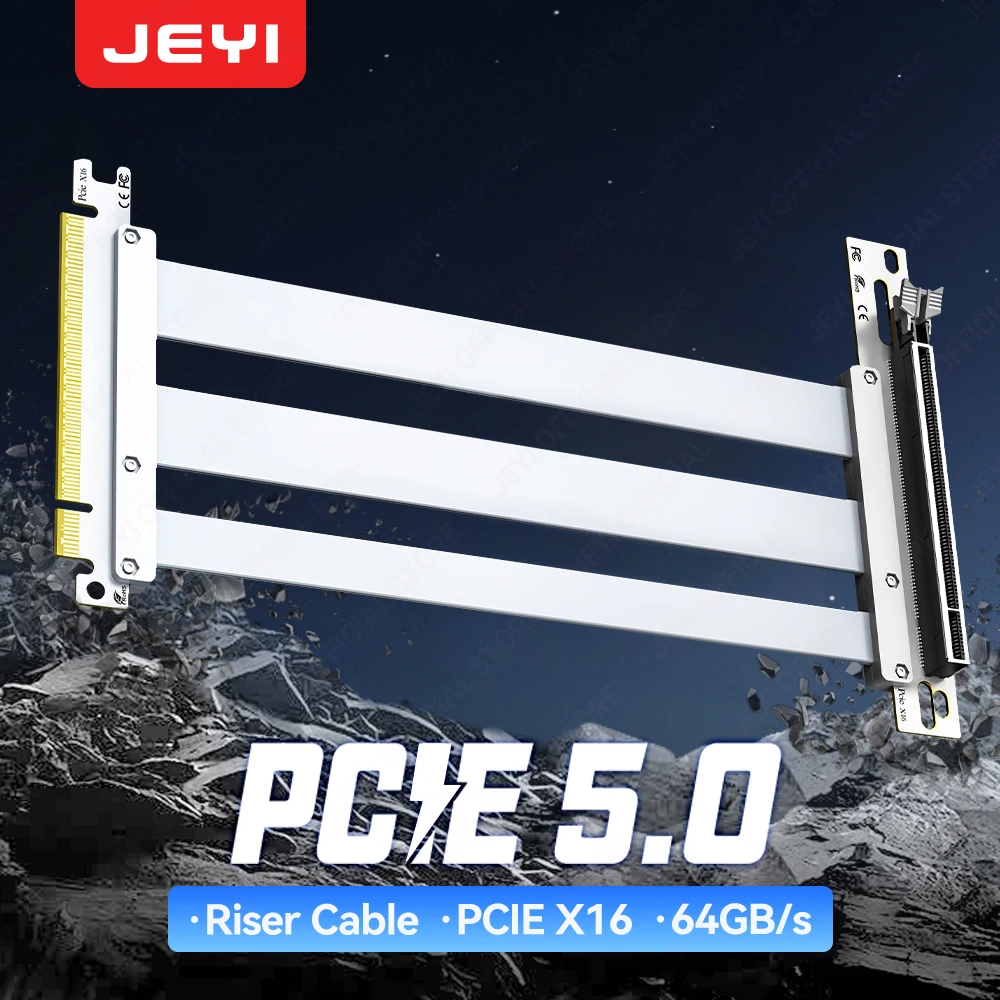 JEYI PCIe 5.0 X16 Riser Cable Video Card High-Speed Flexible Extender PCI Express Extension Cord Ready For RTX 5090/5080/RX8900
