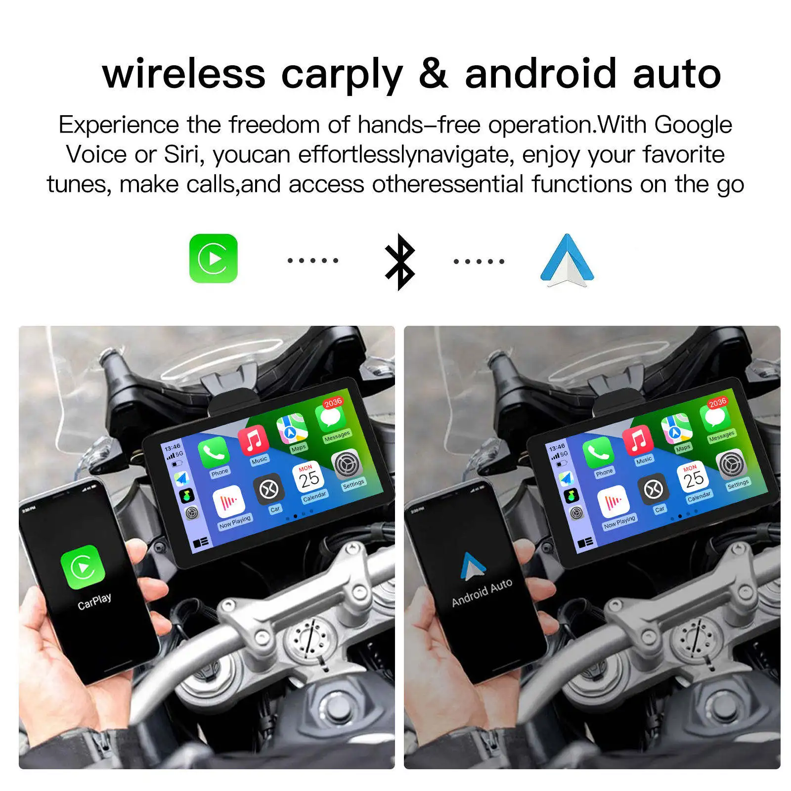 New motorcycle Carplay GPS navigation screen 6.25 inch waterproof IP68 driving recorder, WiFi Full set [Carplay + TPMS + RC]