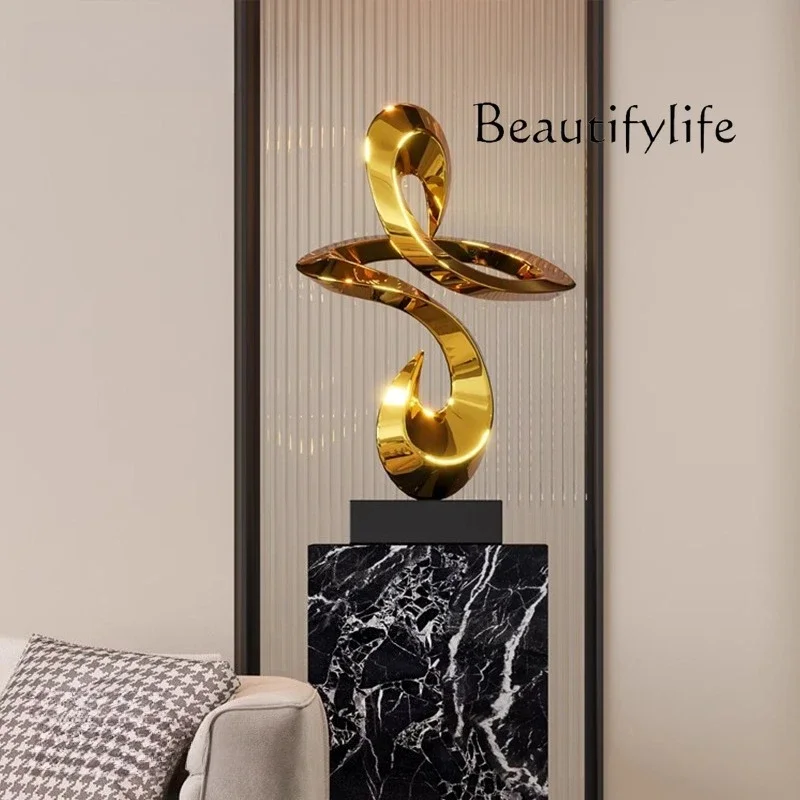 B Modern Art Electroplating Sculpture Floor-to-ceiling Ornament Hotel Clubhouse Villa Model Room Living Room TV Cabinet Next To