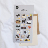 Korean Import Suatelier Universe Black Cat Paper Sticker Scrapbook Decoration Stationery DIY Stickers School Office Supply 1197