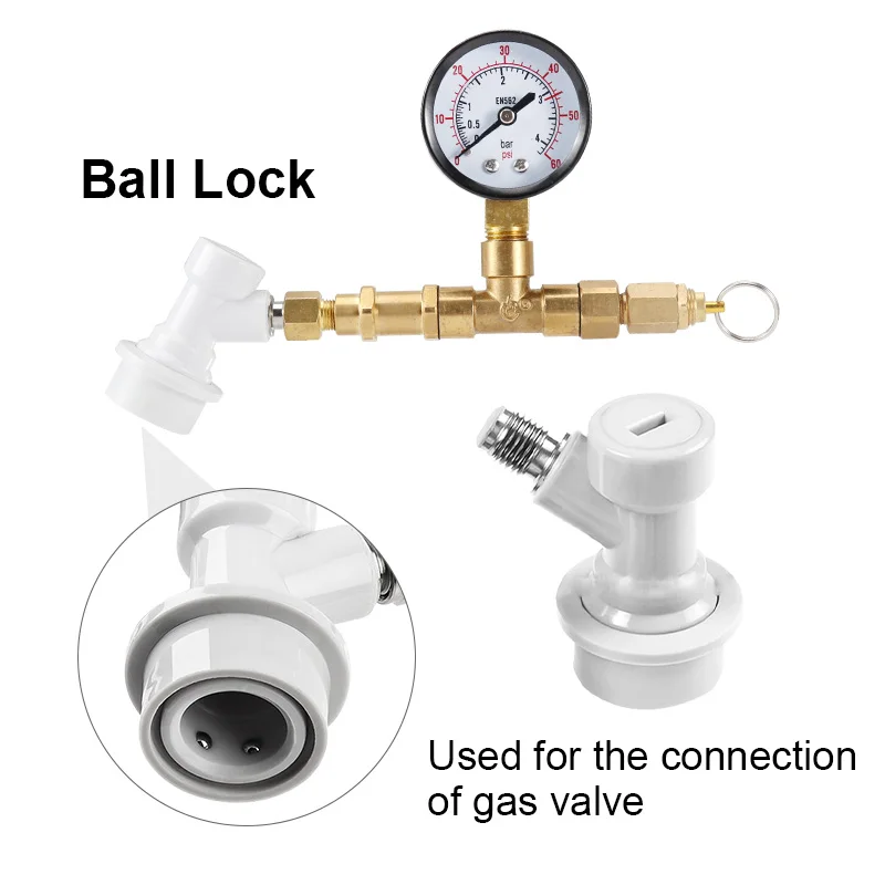 Brew Pressure Fermentation Valve Gauge, 0-60Psi Co2 Charger with Gas Ball Lock Disconnect,Control Fermentation Pressurized Rate