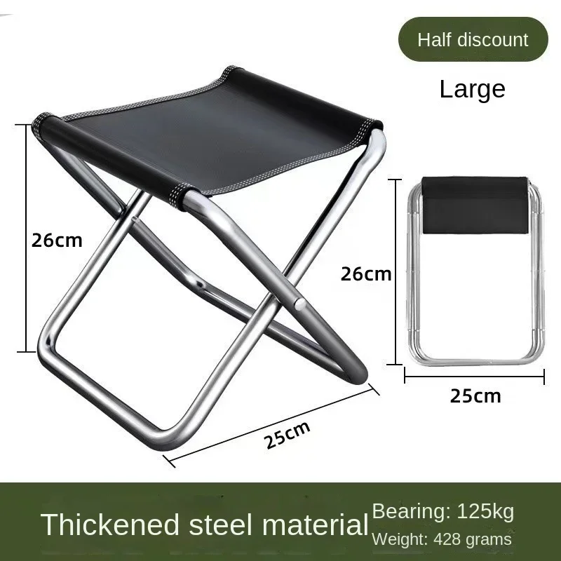 Multipurpose Portable Folding Stool Chair with Carry Bag, Non-Slip Metal Cubby Shelf for Outdoor Camping, Fishing, Beach, Travel