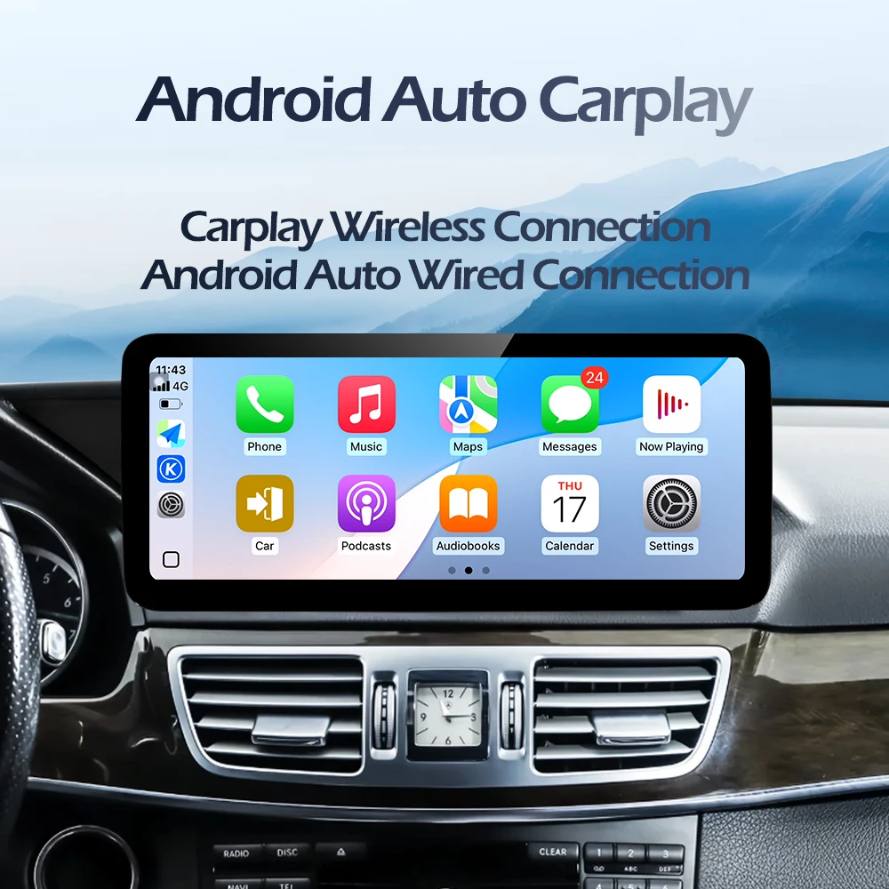 12.3" QLED Screen Wireless Carplay GPS For Mercedes Benz E Class W212 2009-2015 Android 15 Car Radio Multimedia Video Player DSP