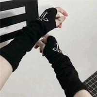 Punk Cross Pentacle Moon Pattern Long Fingerless Gloves Gothic Black Cuff Women Men Ninja Outdoor Cos Elbow Mittens Arm Warmers 5