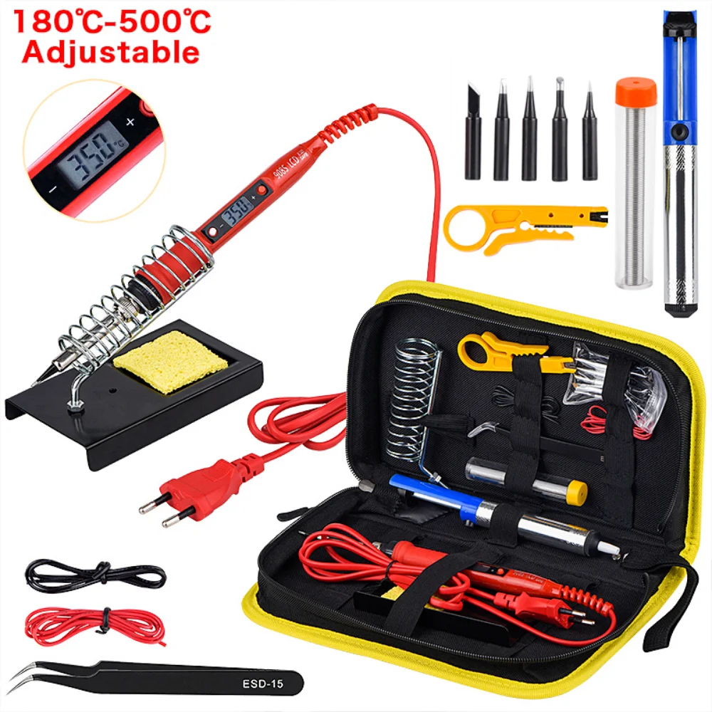 Electric Soldering Iron Kit New 80W LCD Digital Display Adjustable Temperature 220V/110V Solder Iron Welding Repair Tools 908S