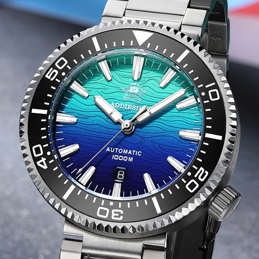 ADDIESDIVE Men's 1000m Diver Watch Automatic Mechanical Wristwatch Sapphire Glass Ceramic Bezel AR Coated Super Luminous Watches