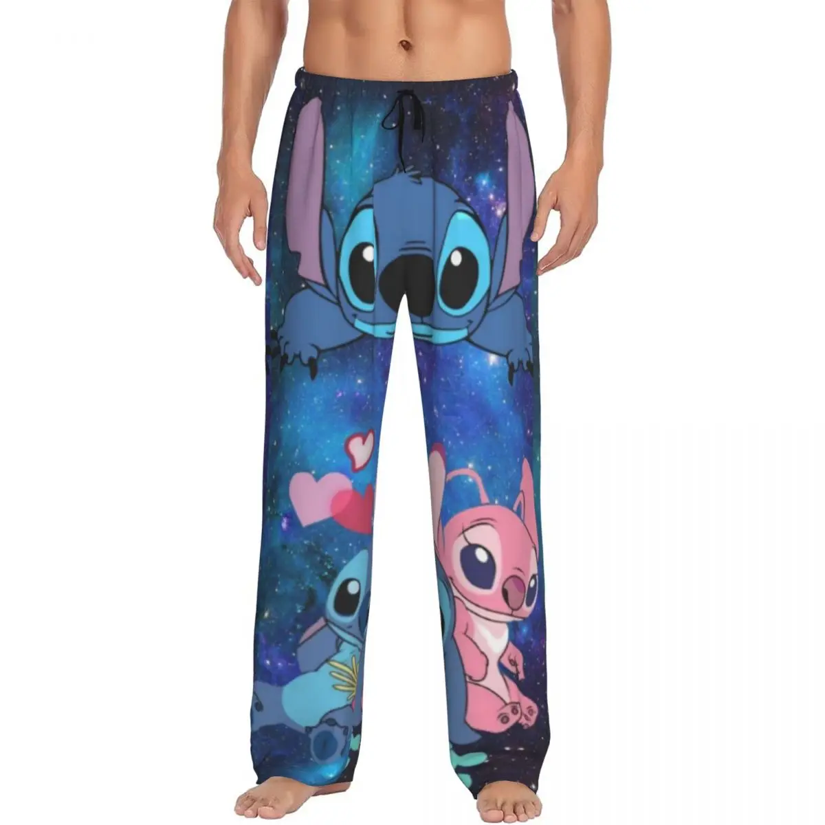 Custom Print Lilo Stitch Cartoon Anime Manga Pajama Pants Men's Sleep Sleepwear Bottoms with Pockets