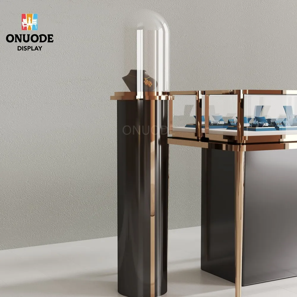 Custom.Customized Modern Luxury Jewelry Kiosk with Acryl and Tempered Glass Interior Design Furniture for Store Display Showcase