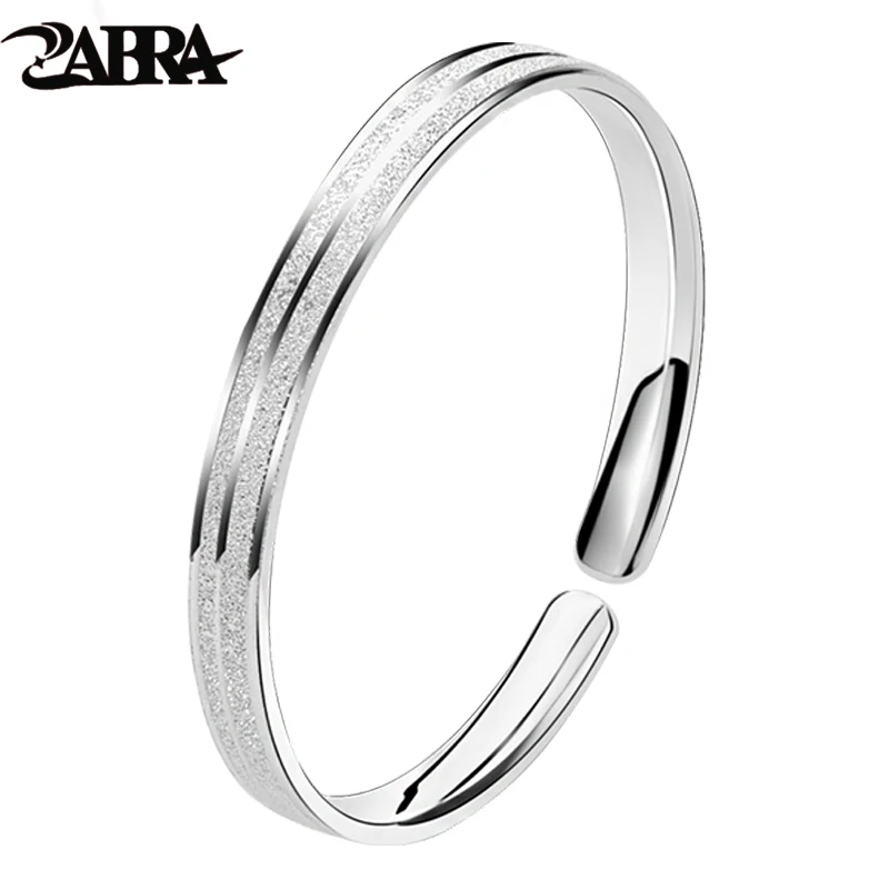 

ZABRA 999 Pure Silver Plain Ring Bracelet for Women's Fashion Light Luxury Matte Solid Foot Silver Bracelet