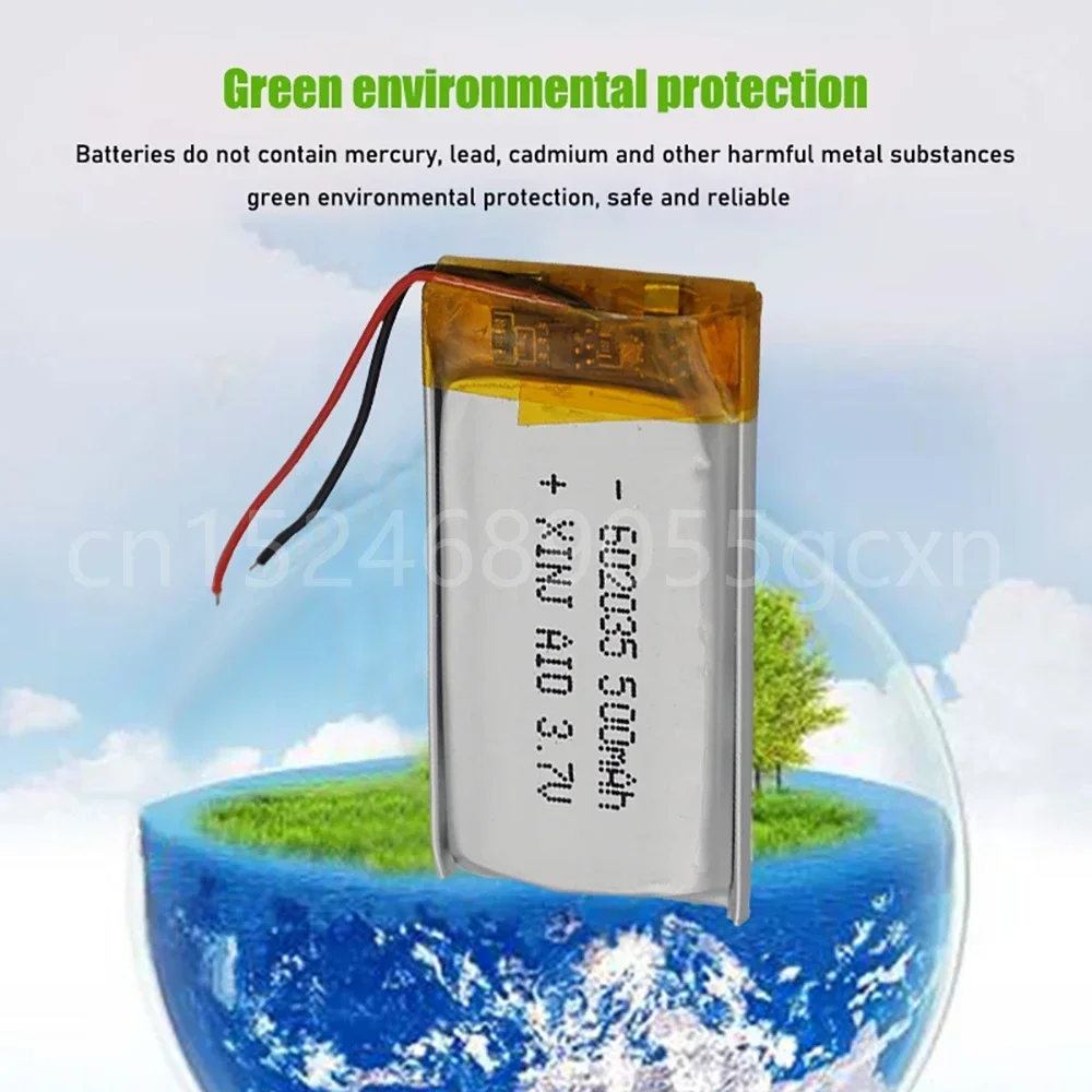 3.7V Lipo Cells 602035 500mah Lithium Polymer Rechargeable Battery for MP3 MP4 MP5 GPS Bluetooth Headphone Car Tachograph