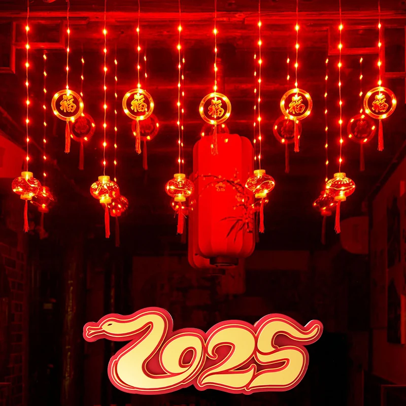 New Year Glowing Lanterns Chinese New Year 2025 Supplies Home Wall Hanging Pendant Home Decor Chinese Knot Ornament Room Decor