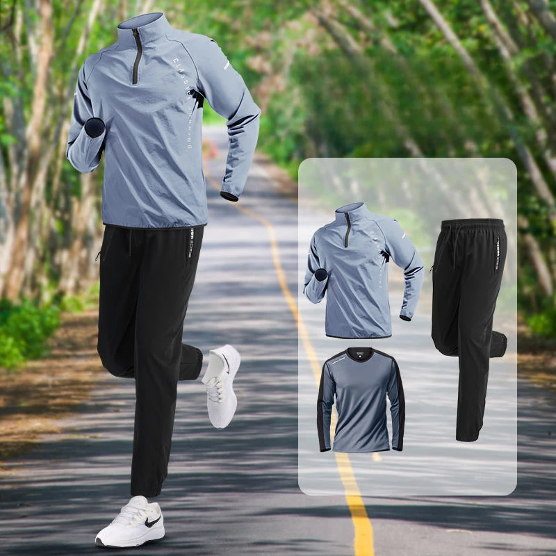 Men's Sports Set Quick-Dry Running Cycling Fitness Training Outdoor Runs Autumn Spring Athletic Training Men's Sportswear Set