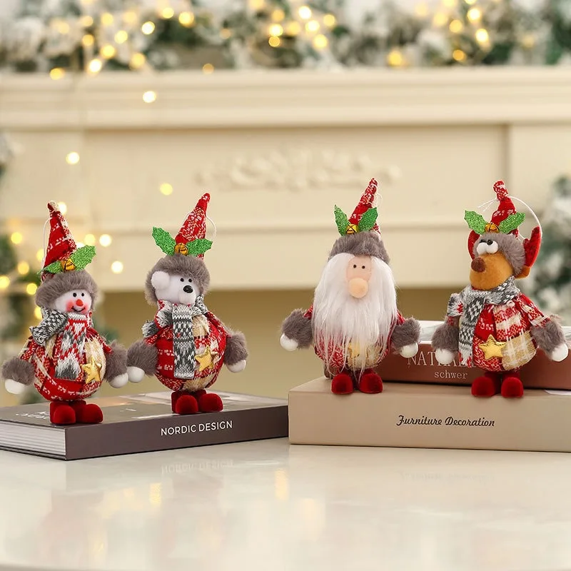 Figuras navideñas de Papá Noel, reno, muñeco de nieve, gnomo, adornos de mesa, árbol de Navidad, decoración para fiestas navideñas en casa, 4 Uds.