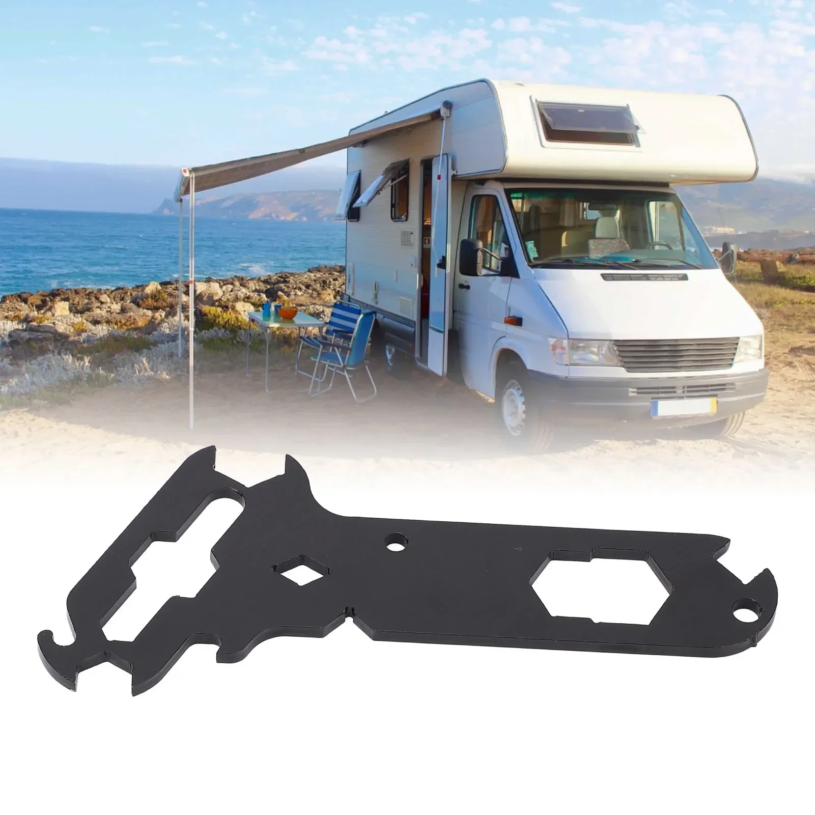 

RV Camper Caravan Tool Wrench Steel 14-in-1, Wire Stripper Nut Tool Bottle Opener, Multiple Tools for RV Caravans Camping Cars